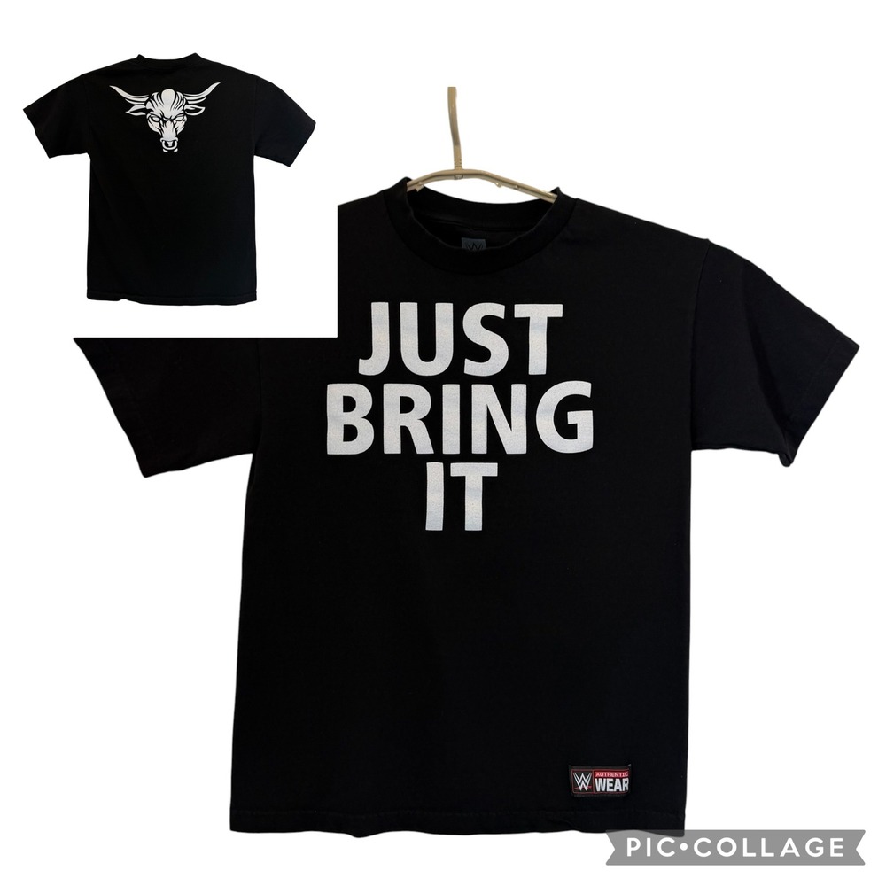 WWE Authentic Wear The Rock Just Bring It Brahma Bull T-Shirt Black Medium Y2K